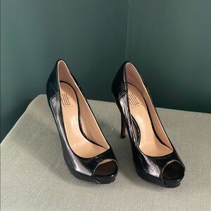Eel skin Black Peep Toe Heels by Pelle moda vintage